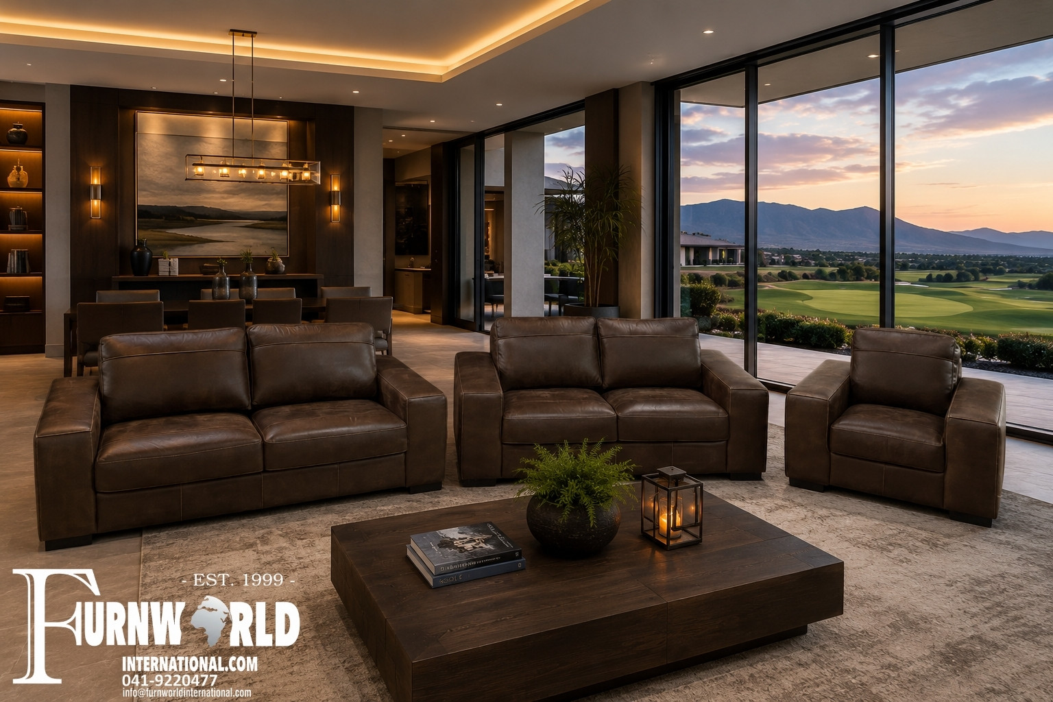 Namib 3-2-1 genuine leather lounge suite in South Africa